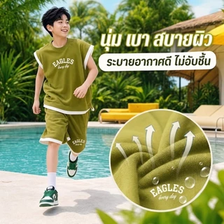 1-15ปี เซ็ตแขนกุด เซท 2 กางเกงขาสัน เสื้อแขนสัน ใส่เที่ยวเท่ห์ๆ ด้วย ชุดเซ็ทสุดเท่ ผลิตจากผ้า เนื้อผ้านุ่ม ชุด บาสเกตบอล