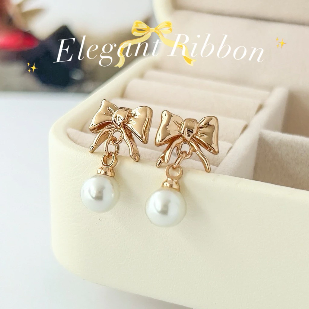 BestSeller💖✨ Elegant Ribbon🪞🎀✨ต่างหูโบว์ สไตล์คุณหนู ลูกคุณ สไตล์เกาหลี ตุ้มหู GlamandGlow.bkk