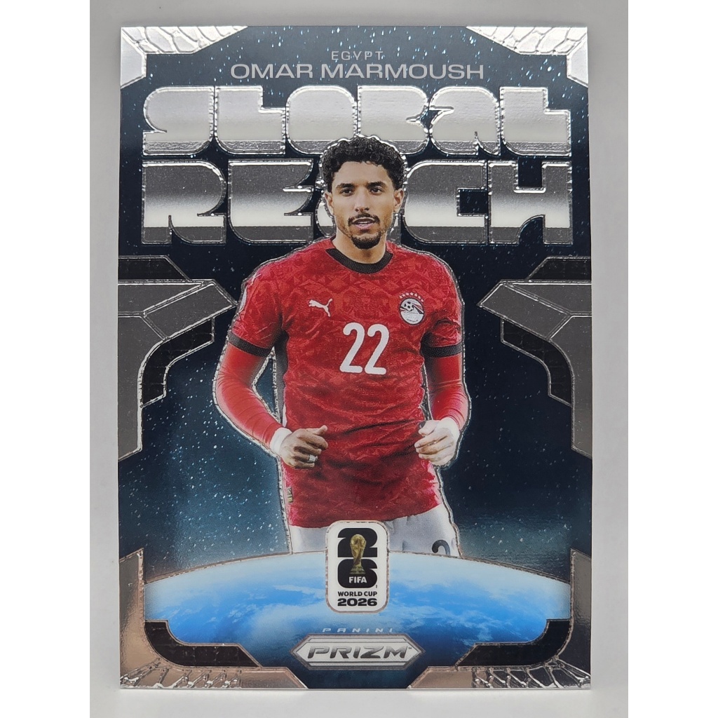 Omar Marmoush [Egypt] Global Reach การ์ดฟุตบอล Panini Prizm FIFA World Cup 2026 ของแท้100% ภาพถ่ายจา
