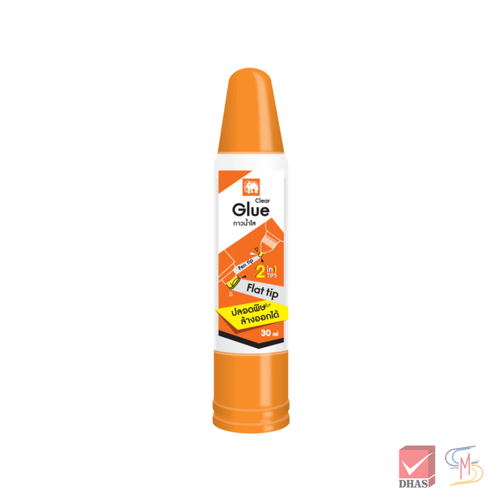 Elephant ตราช้าง กาว กาวน้ำใส STICKO 30 มล. แบบสองหัว จำนวน 1 ขวด