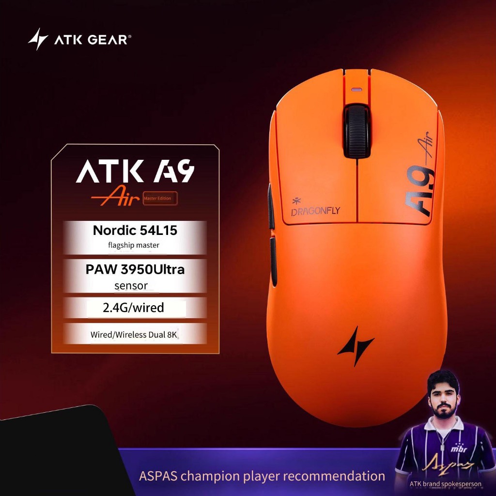 ATK GEAR Dragonfly A9Air Ultimate Ergonomic dual-mode gaming mouse