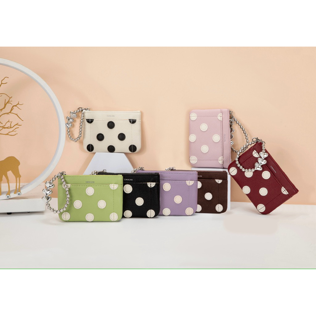 NEW กระเป๋าสตางค์หนัง PU ลาย polka dots รุ่น W0225-9