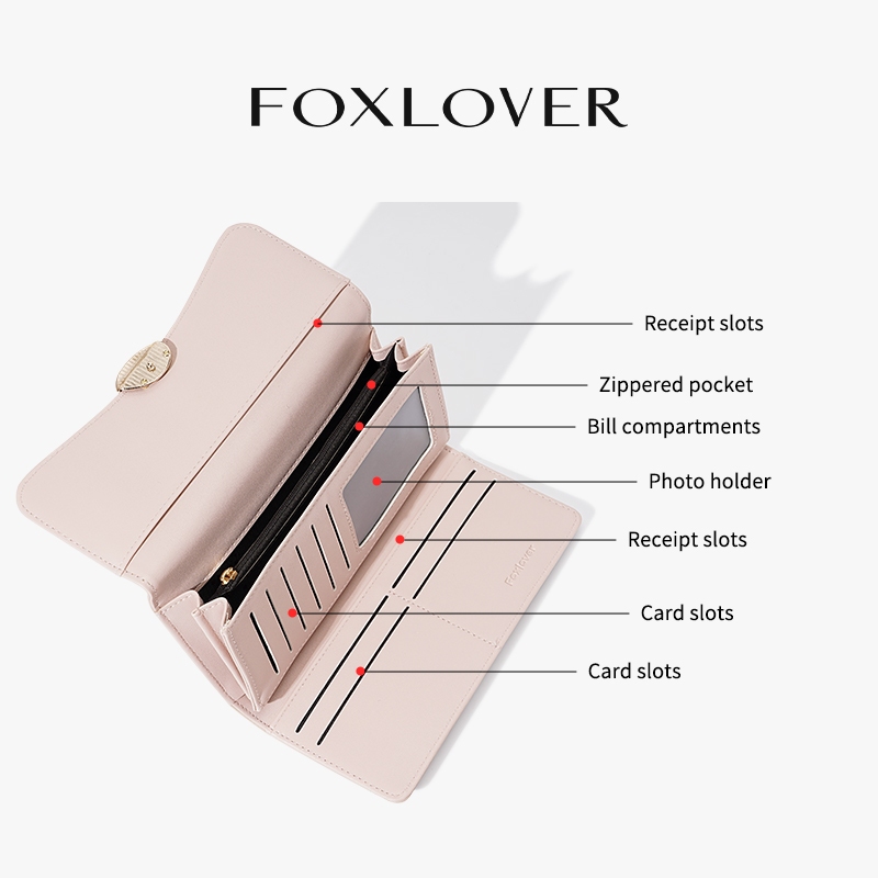 FOXLOVER محفظة نسائية طويلة 7 بطاقات — صورة 4