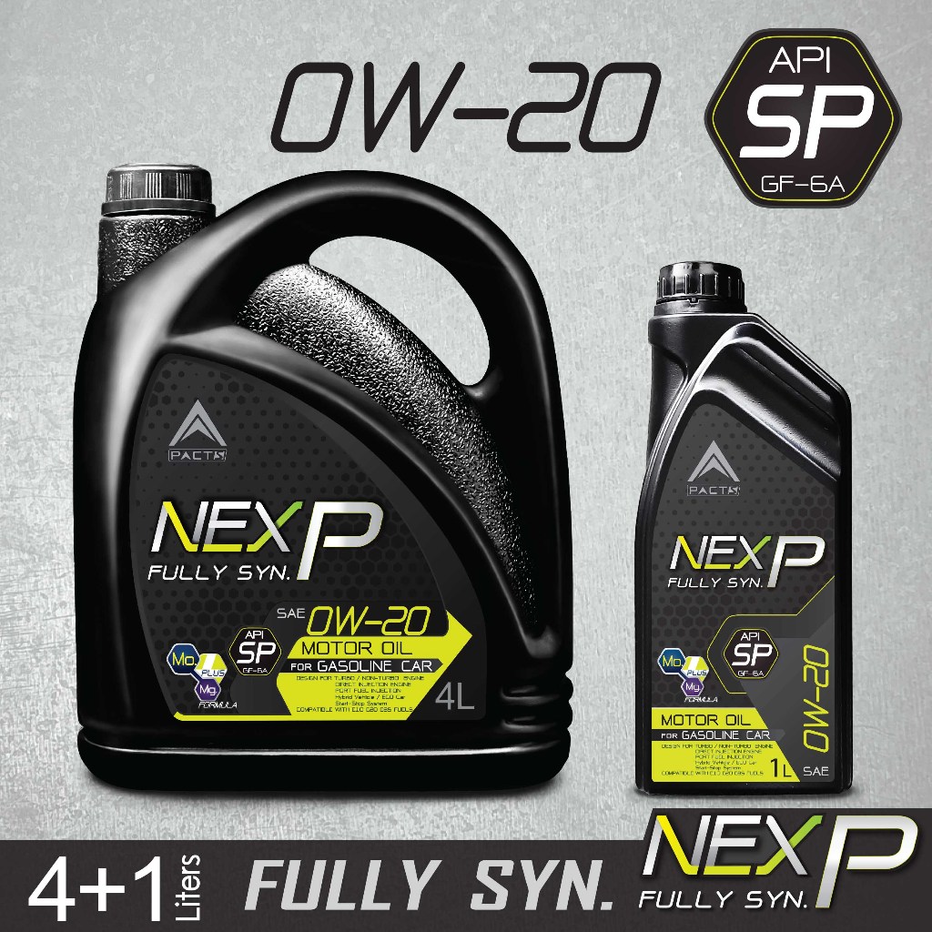PACTS [Euro 5/6] น้ำมันเครื่อง เบนซิน สังเคราะห์แท้ NEX P 0W-20 Fully Synthetic API SP / ILSAC GF-6A ธพ 464025.116/2566