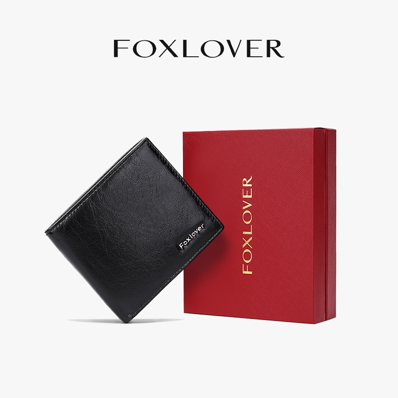 FOXLOVER กระเป๋าสตางค์ผู้ชายแบบสั้น มีช่องใส่บัตร 6 ช่อง ทนทานสำหรับใช้งานประจำวัน เหมาะสำหรับทำงานและเดินทาง