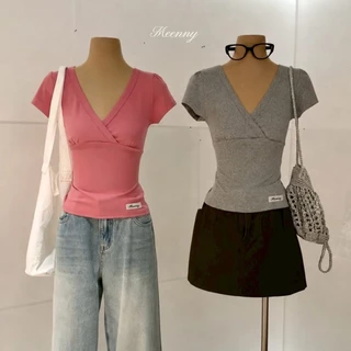 Meenny Closet | AP05 (มีSize) เสื้อยืดสีพื้นเบสิคคอวี
