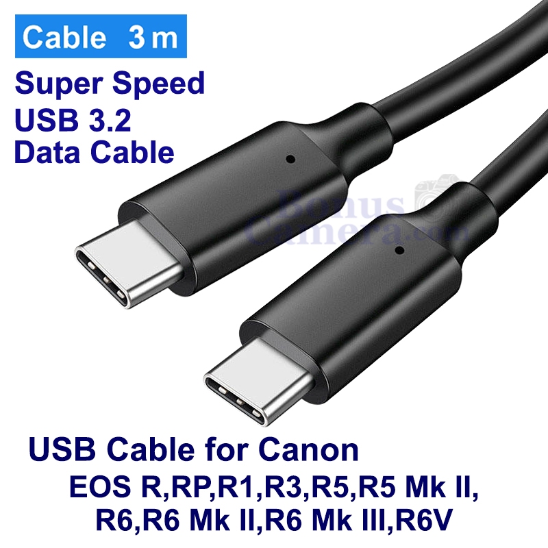 สาย USB Type C 3m ต่อแคนนอน EOS R,RP,R1,R3,R5,R5 Mk II,R6,R6 Mk II,R6 Mk III,R6V เข้าคอมฯ Cable for Canon