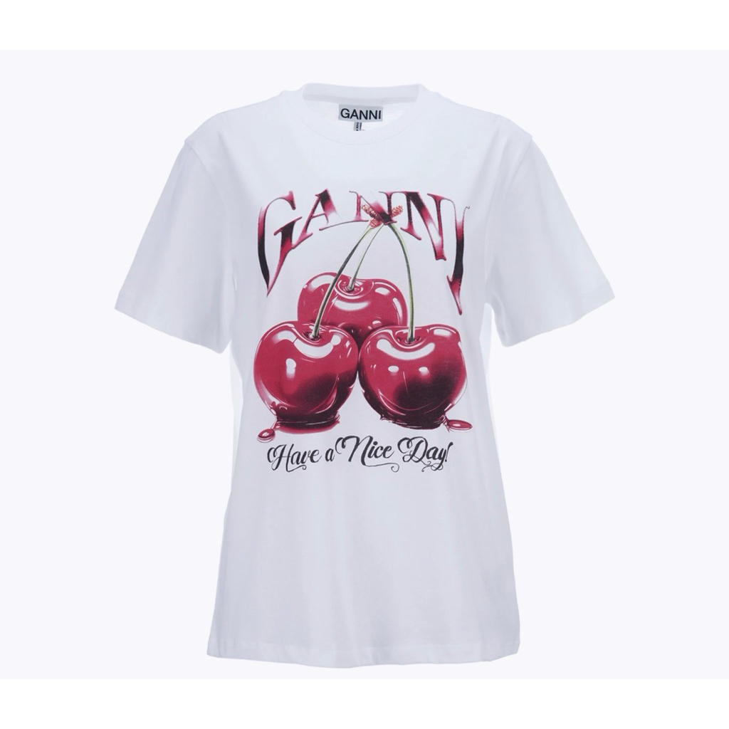 พร้อมส่ง 🇰🇷Ganni BASIC JERSEY CHERRY RELAXED T-SHIRT (size xs)