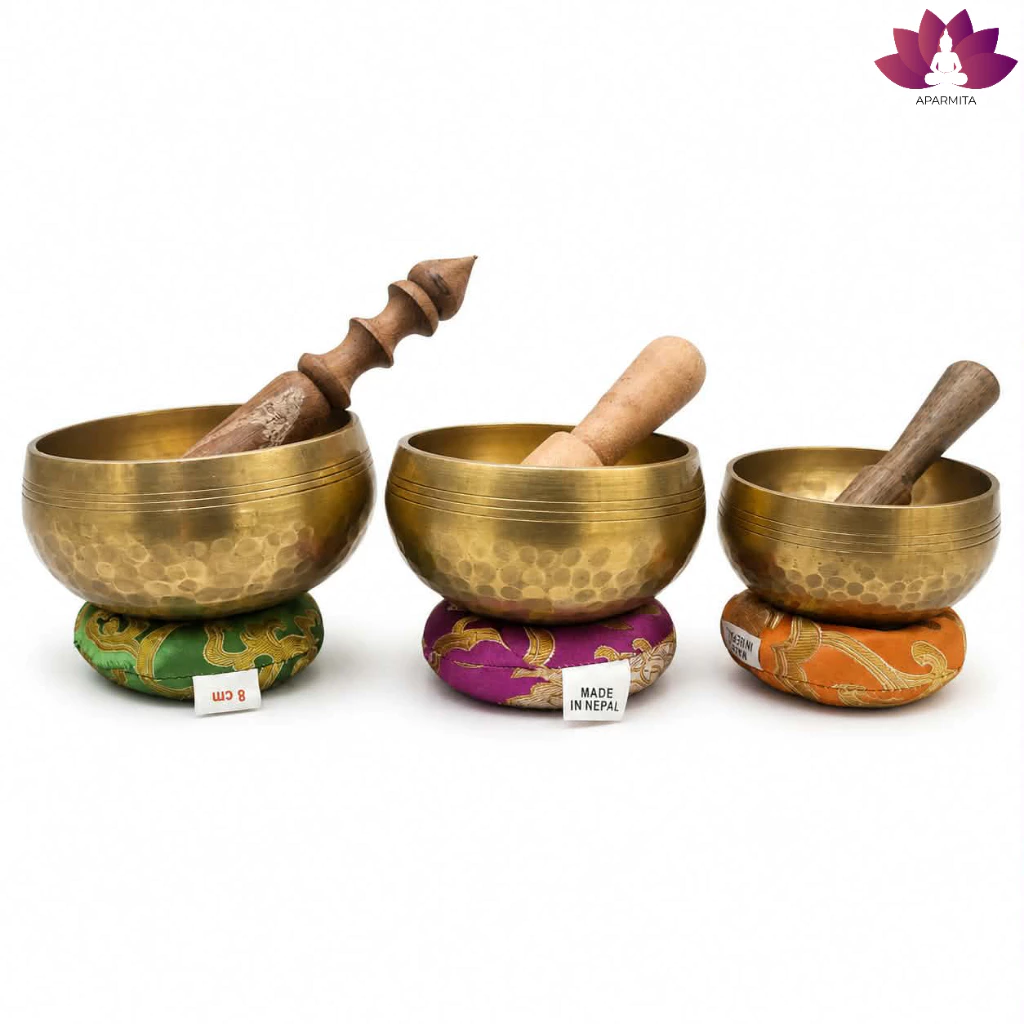 ขันทำสมาธิ ธิเบต Singing Bowl . หมอนรองเป็นแบบคละสี