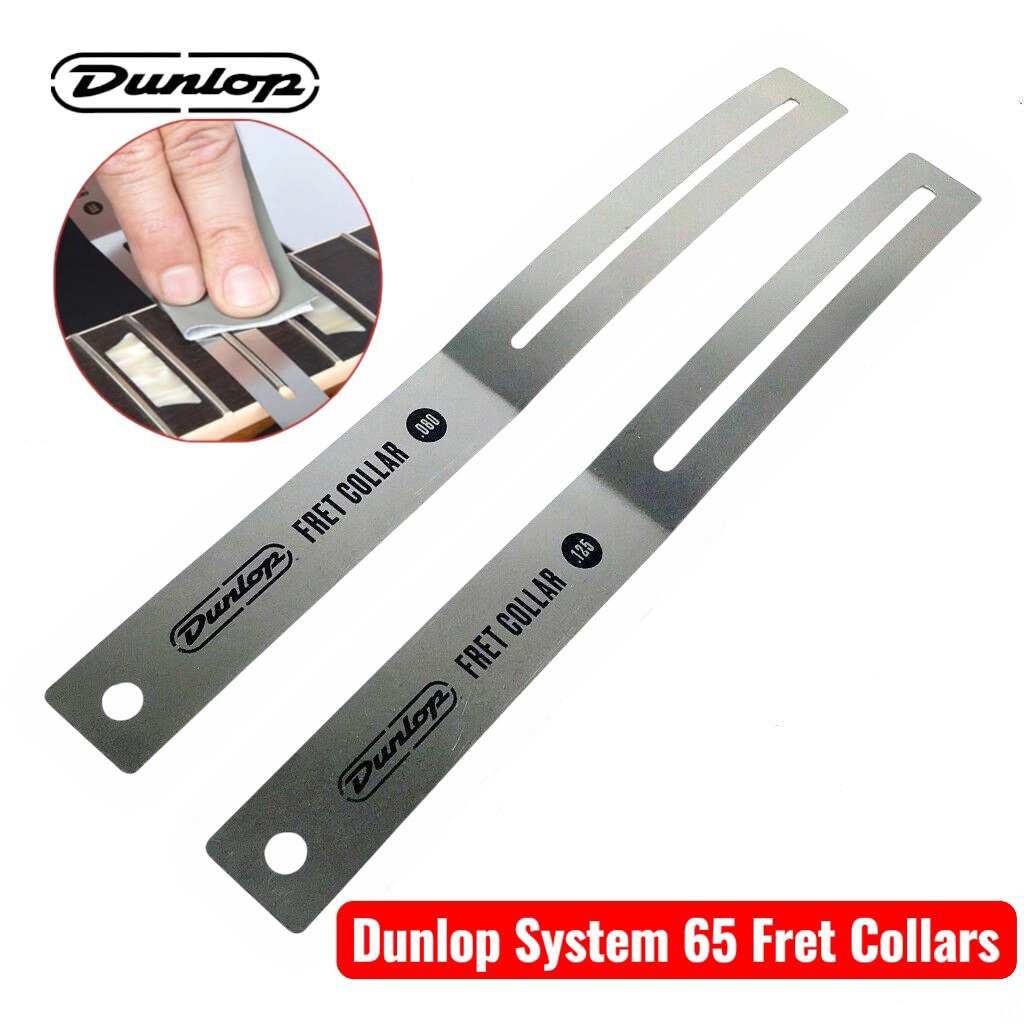 แผ่นสแตนเลส Dunlop DGT05 System 65 Fret Collars มี 2 แผ่นผลิตจากเหล็กสแตนเลสคุณภาพสูงที่มีความยืดหยุ