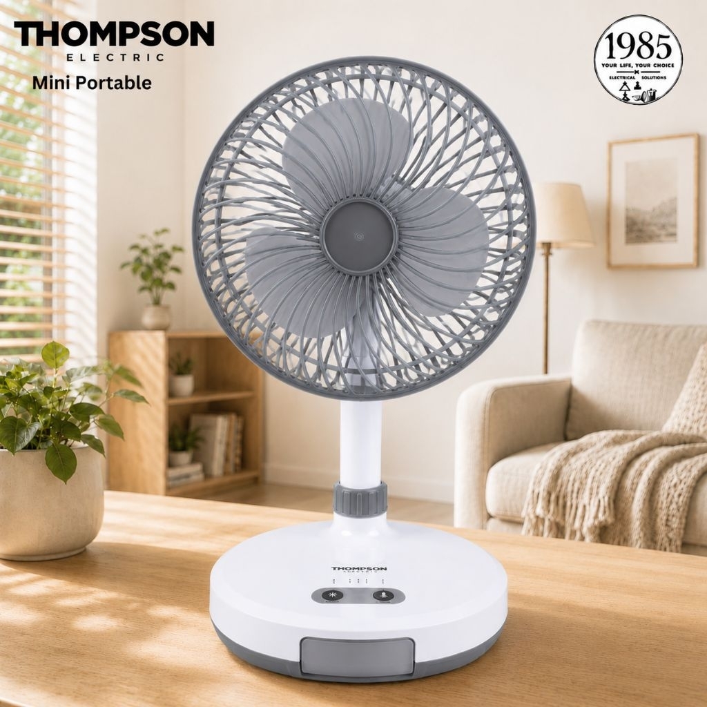 THOMPSONพัดลมตั้งโต๊ะ Mini Portable สีขาว