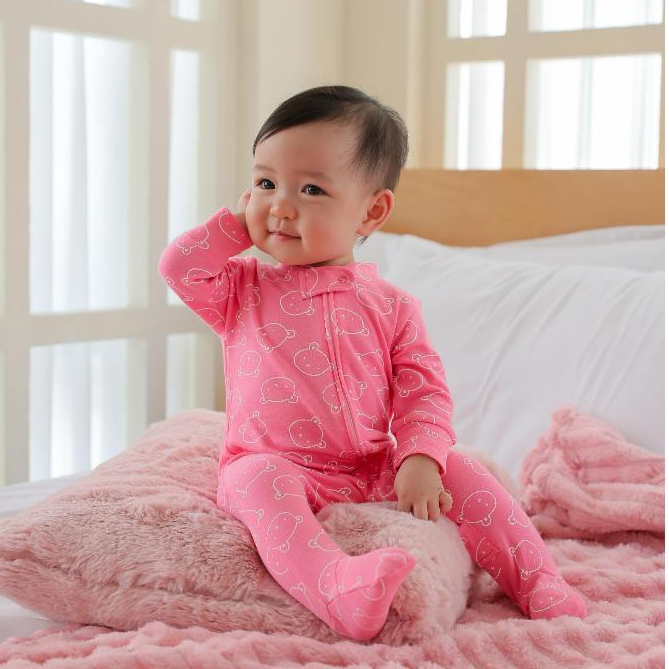 Zuper Mom (0-24 เดือน) ชุดหมีเด็กอ่อน ซิป รุ่น 2 WAY ZIPPER บอดี้สูทเด็กอ่อน ชุดเด็กแรกเกิด บอดี้สูทเปิดเท้า no.9085