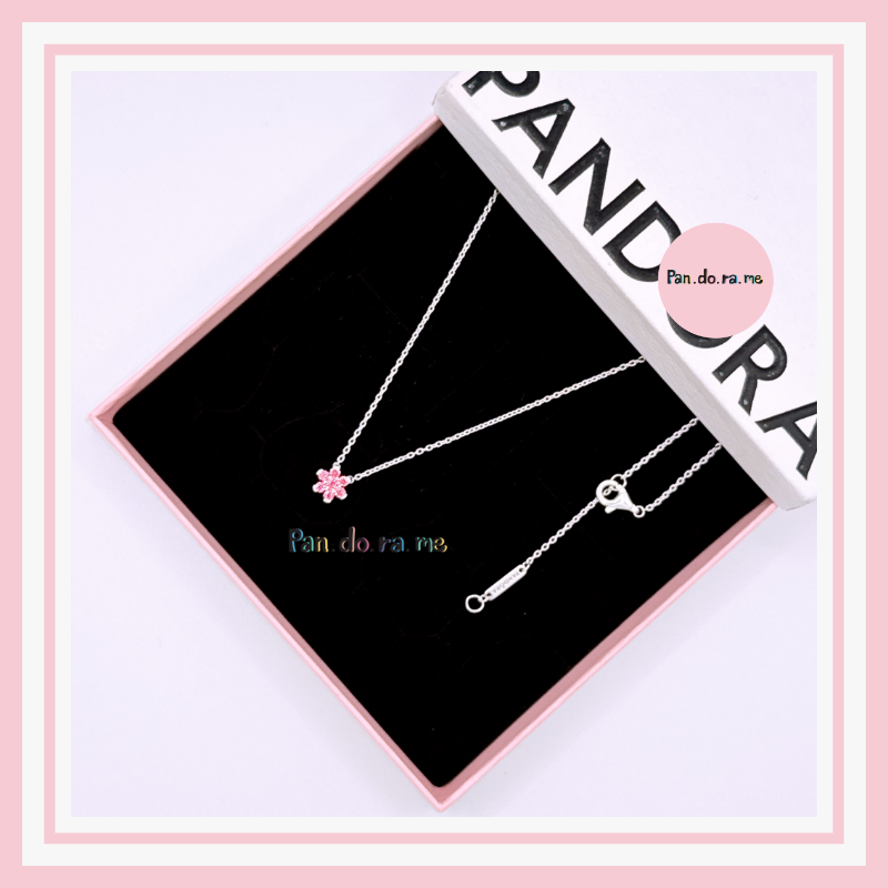 [พร้อมส่ง สินค้าแท้ ] New 2026 แถมกล่อง สร้อยคอแพนโดร่า Sparkling Pink Flower Pendant Necklace
