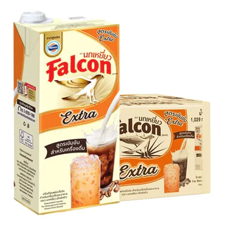 (ยกลัง*12ขวด) Falcon นกเหยี่ยว นมข้นจืด ครีมเทียมพร่องไขมัน เอ็กซ์ตร้า/ปรุงแต่ง ขนาด 1000 ml.