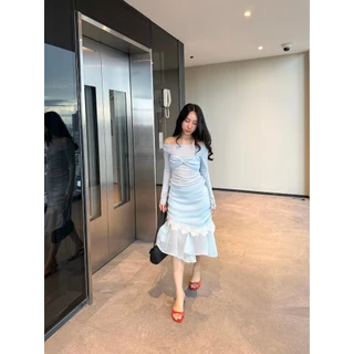 Fairy Skirt กระโปรงทรงหางปลาทิ้งตัวตัดต่อชายลูกไม้เฉียง