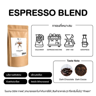 เมล็ดกาแฟคั่ว อาราบิก้า 100% คั่วเข้ม 200 กรัม สูตร Espresso Blend
