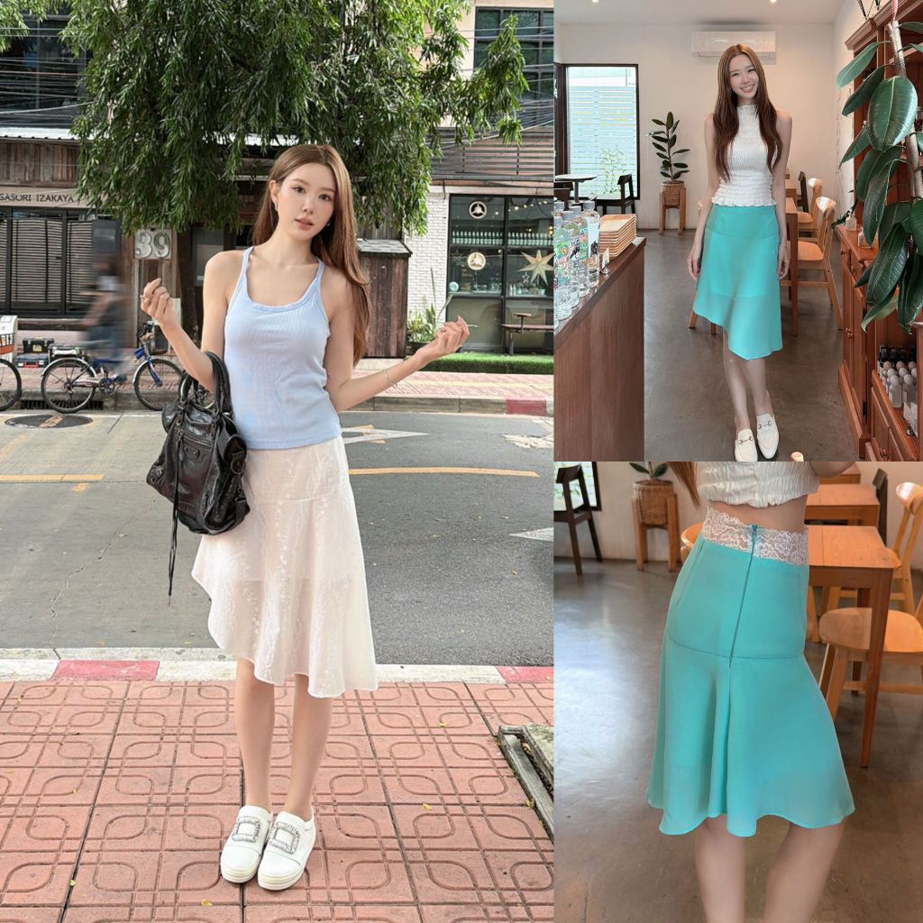 SLYQ PURITY FLOUNCED SKIRT กระโปรงหางปลาขอบลูกไม้ (ไม่รวมเสื้อ)
