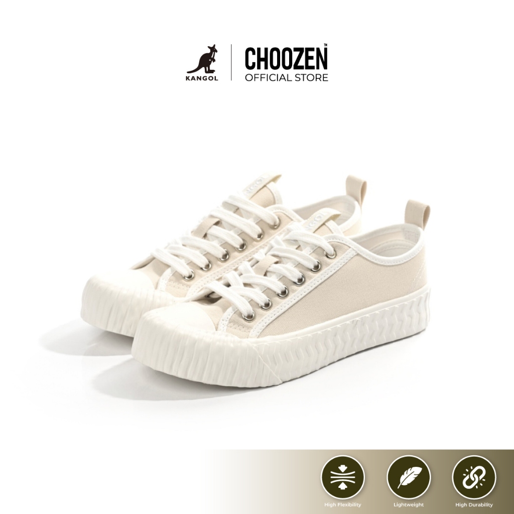 KANGOL Sneaker unisex รองเท้าผ้าใบ รุ่น New Cookie ผูกเชือก สีขาว,ดำ,กากี 62227607