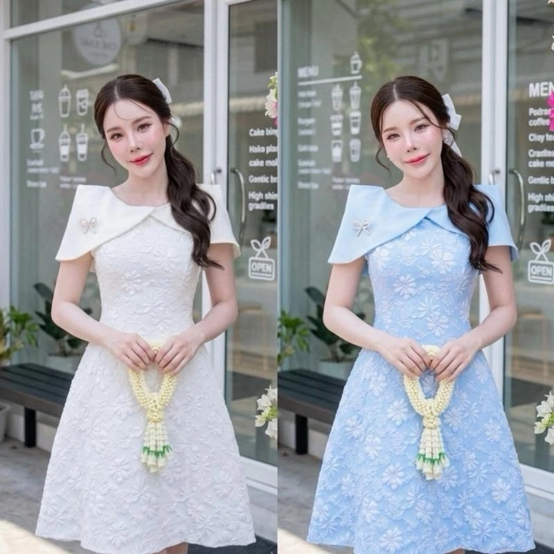 D614 เดรสผ้าคลุม ผ้าJACKGUARD มีไซส์S-3XL ความยาว40นิ้ว ใส่ทำงาน ออกงาน ไปงานแต่ง