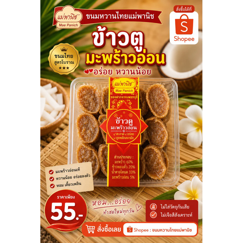 ข้าวตูมะพร้าวอ่อน แม่พานิช เพชรบุรี💎