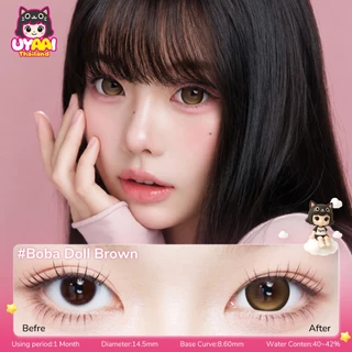 【FDA-Approved】UYAAI คอลแทคเลนส์ ซีรี่ส์ Boba Doll 14.5MM น้ำตาล Contact Lens 1 เดือน Pro Max SIZE Gray คอนแทค คอนเทคเลน