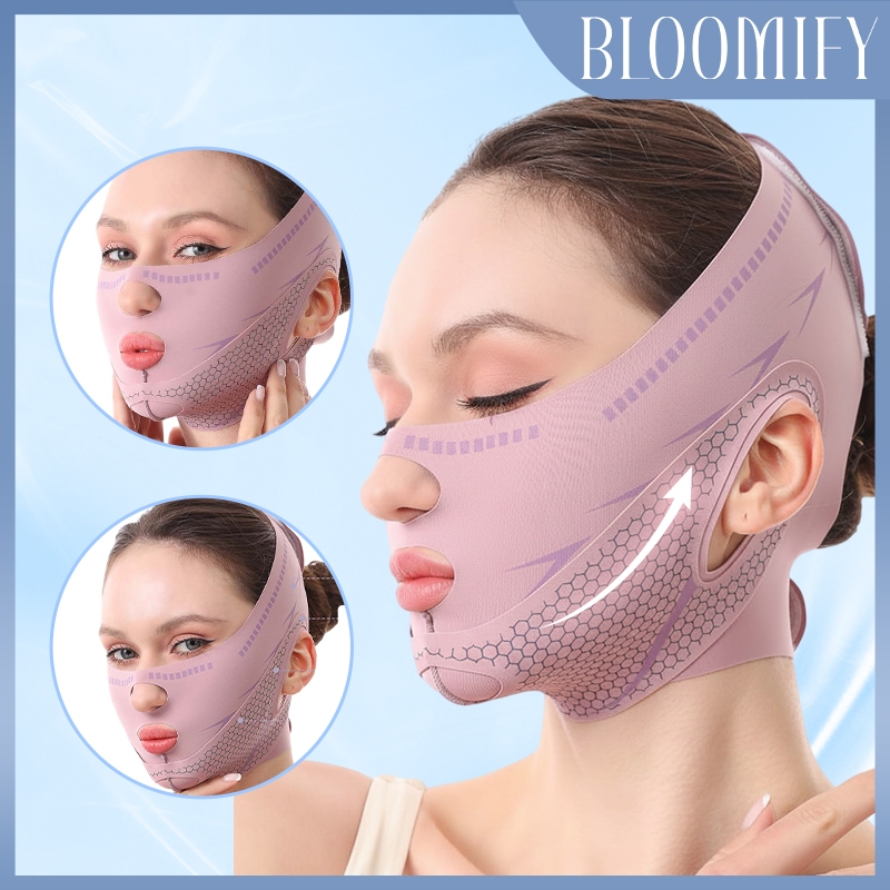 BLOOMIFY หน้ากากยกกระชับหน้า หน้าวี สายรัดคาง ลดเหนียง ใส่นอนหลับ ระบายอากาศดี นุ่มใส่สบาย