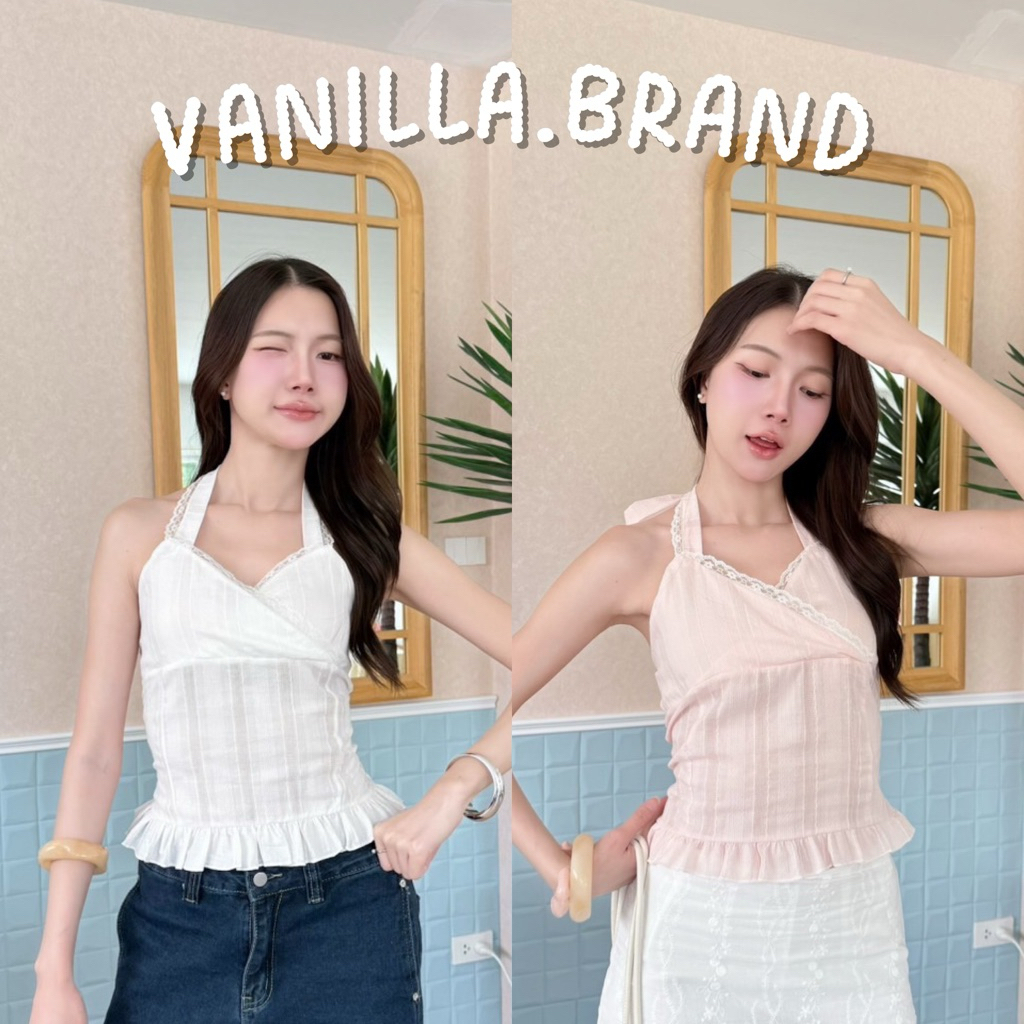 เสื้อคล้องคอ แต่งลูกไม้ขอบหน้าอก -ttm / VB0150