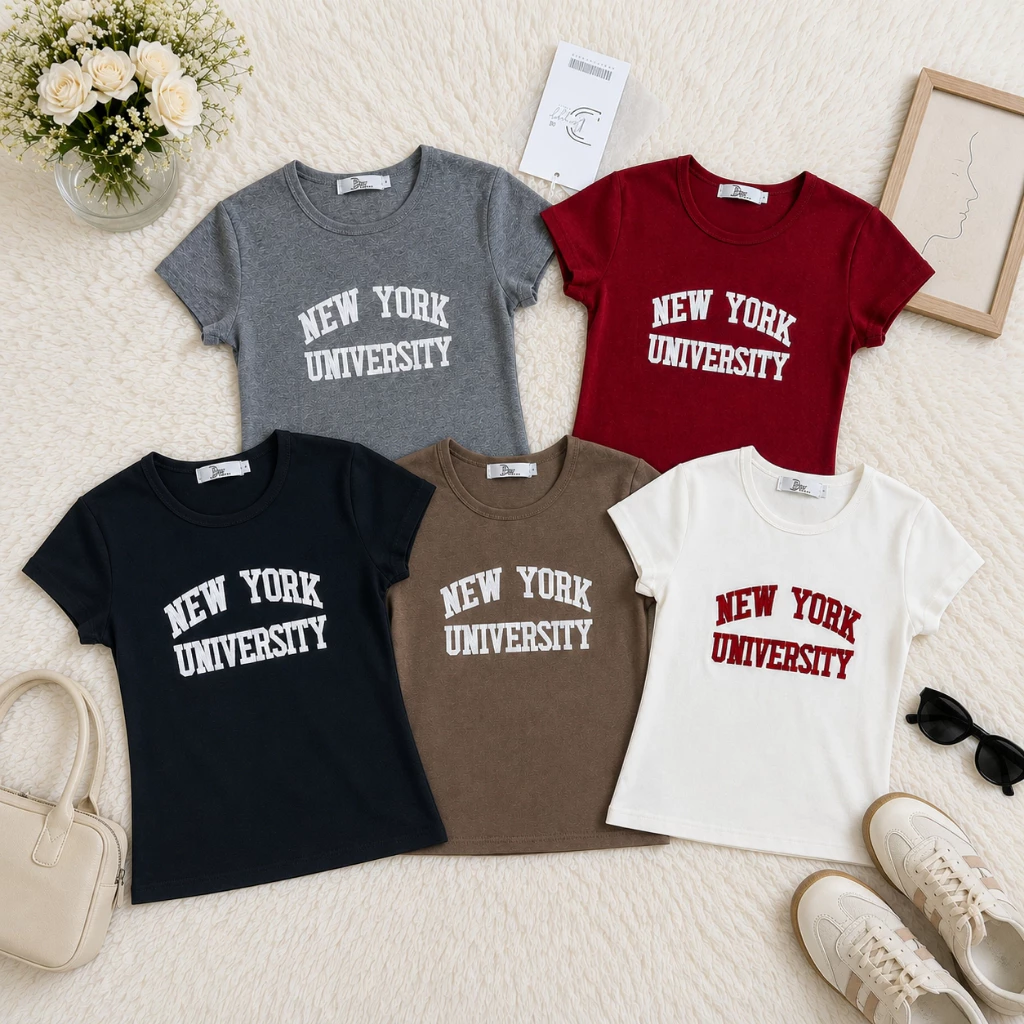 234-235-236 รุ่นNYU เสื้อยืดBaby Tee ทรงเข้ารูป ผ้าSlipCot (สลิปคอต)