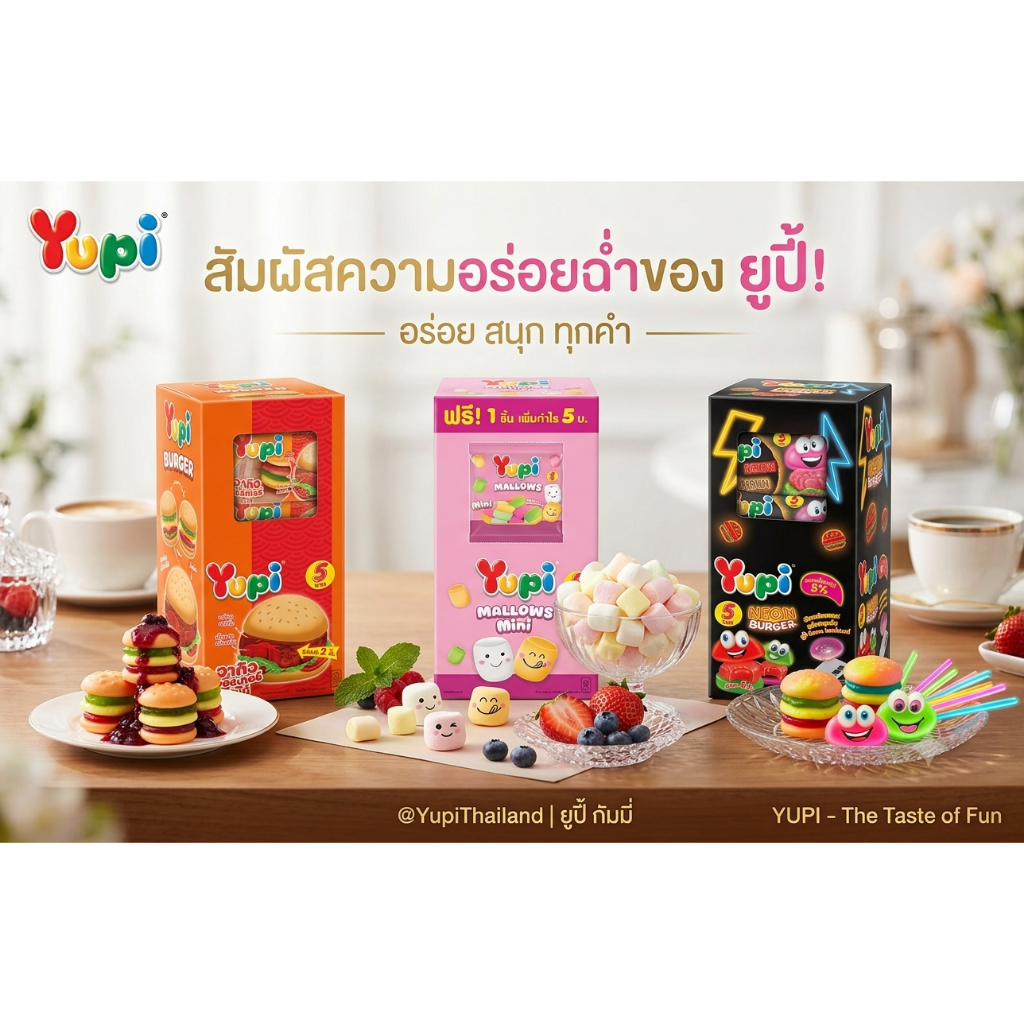 Yupi Gummy & Mallows ยูปี้ 12 ชิ้น ขนมเยลลี่กัมมี่และมาร์ชแมลโลว์ เคี้ยวหนึบนุ่ม ฟินทุกคำ
