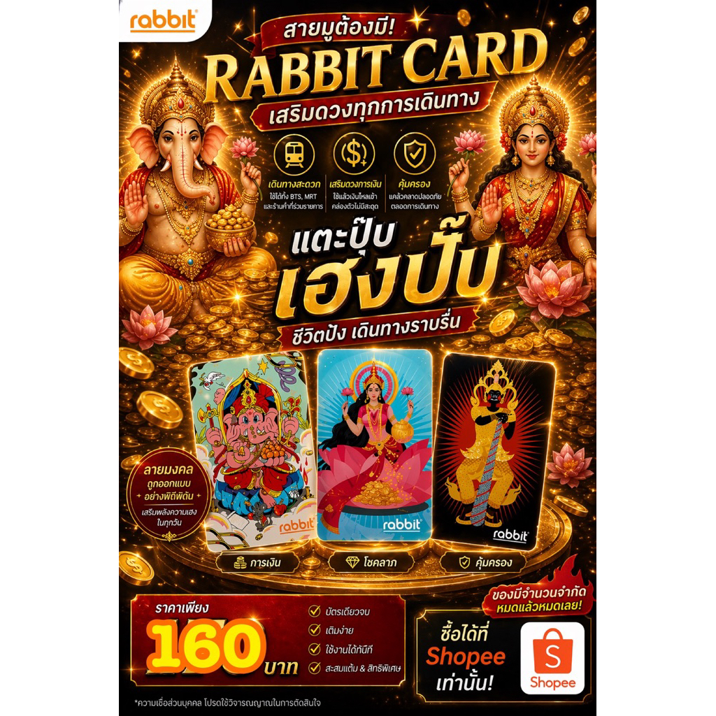 Rabbit card ลาย Bring me luck🔥พร้อมส่ง🔥