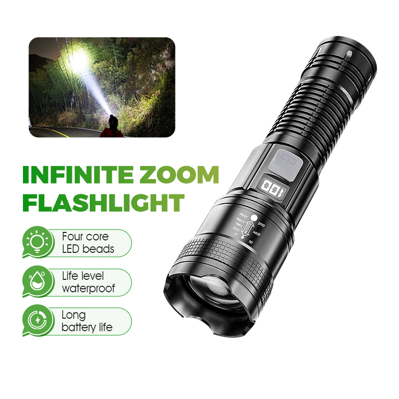 ไฟฉายLED ไฟฉายพกพา ไฟฉายแรงสูง ชาร์จไฟUSB ส่องสว่างระยะไกลสำหรับกลางแจ้ง