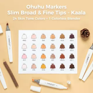 FOLIO ART : ปากกามาร์คเกอร์ Ohuhu เซตสี 24 Skin Tone colors (Kaala Series) 90406