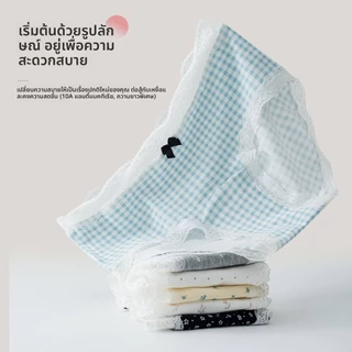 กางเกงชั้นในผู้หญิง ผ้าฝ้าย 10A ต้านแบคทีเรีย เอวกลาง แต่งลูกไม้ โบว์น่ารัก เป้าฝ้ายยาว นุ่ม ระบายอากาศ ใส่สบาย