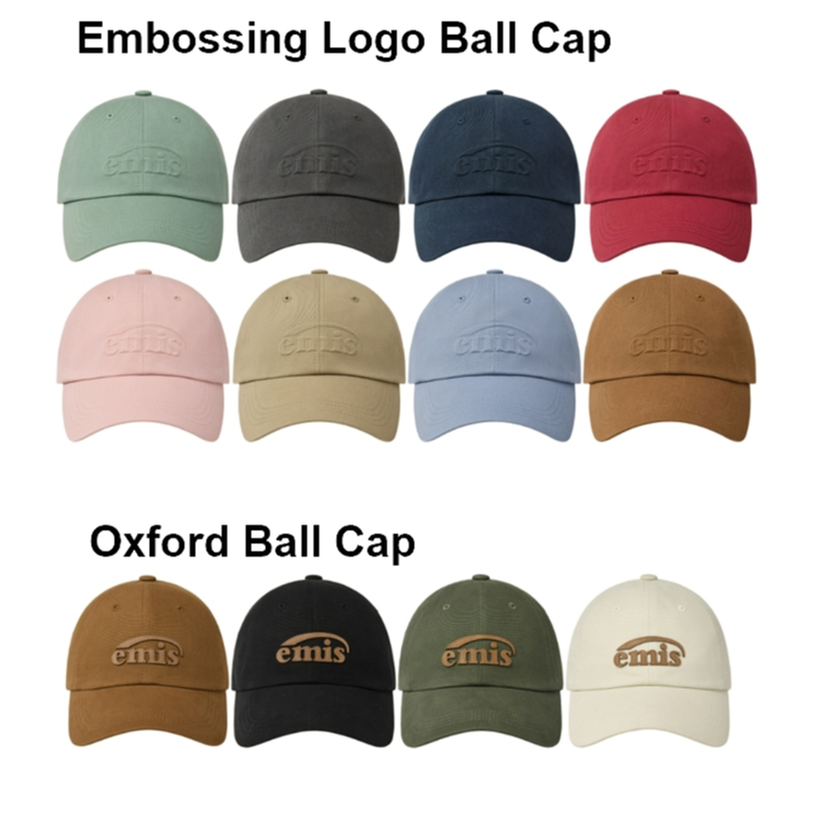 Emis Jersey, Embossing Logo Ball Cap, Oxford Ball Cap (Ivory, Brown, Black, Khaki)