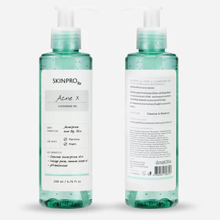 SKINPRO Rx Acne X Cleansing Gel คลีนซิ่งเจลสูตรสำหรับผิวมัน/เป็นสิว ลดการเกิดสิว ไซส์ใหญ่ 200ml.