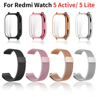【เคส+สาย】 สําหรับ Xiaomi Redmi Watch 5 Active / 5 Lite สานาฬิกา สำรอง สาย สแตนเลส Redmi Watch 3 Active