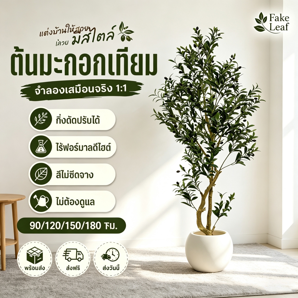 พร้อมส่งจากไทย ต้นมะกอกปลอม ต้นไม้ประดิษฐ์ ต้นไม้ปลอม ต้นไม้มงคล สำหรับตกแต่งบ้านและสวน