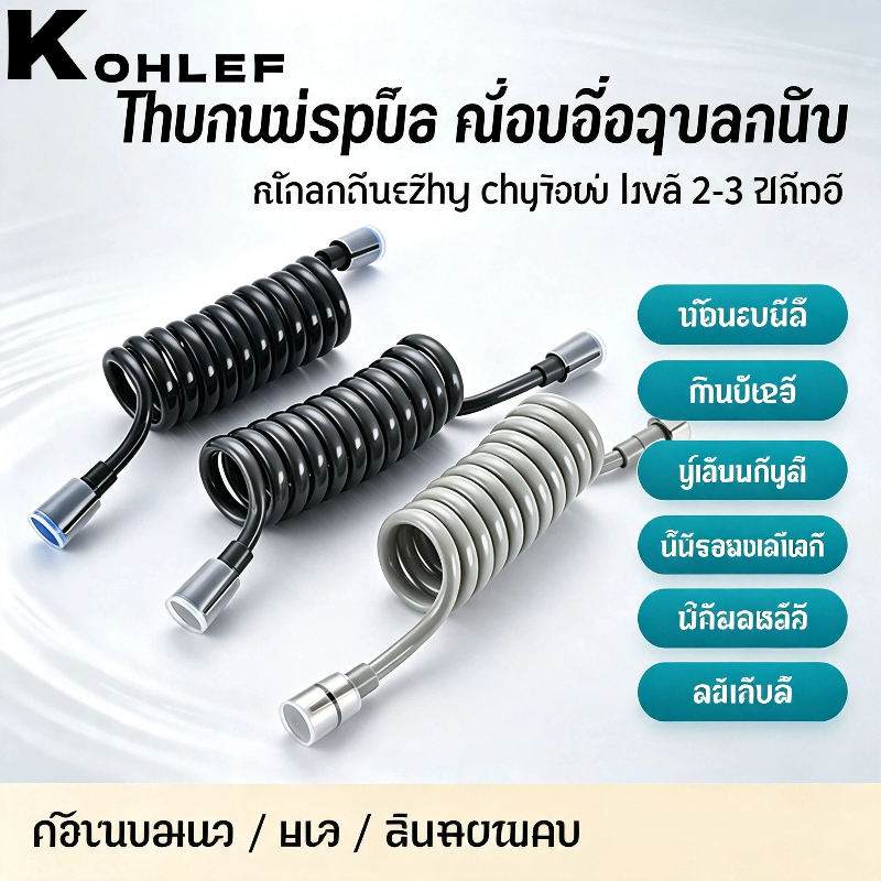สายสปริงโทรศัพท์ ยาว 2-3 เมตร ไหลเวียนน้ำมาก สายปืนฉีดชักโครก สายบิเดต สายฝักบัวอาบน้ำ ห้องน้ำ ยืดหดได้