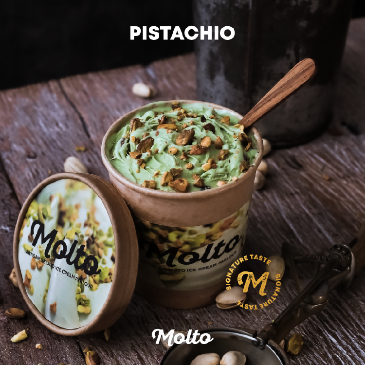 Pistachio (ไอศกรีม ถั่วพิสตาชิโอ 1 ถ้วย 16 oz.) - Molto premium Gelato