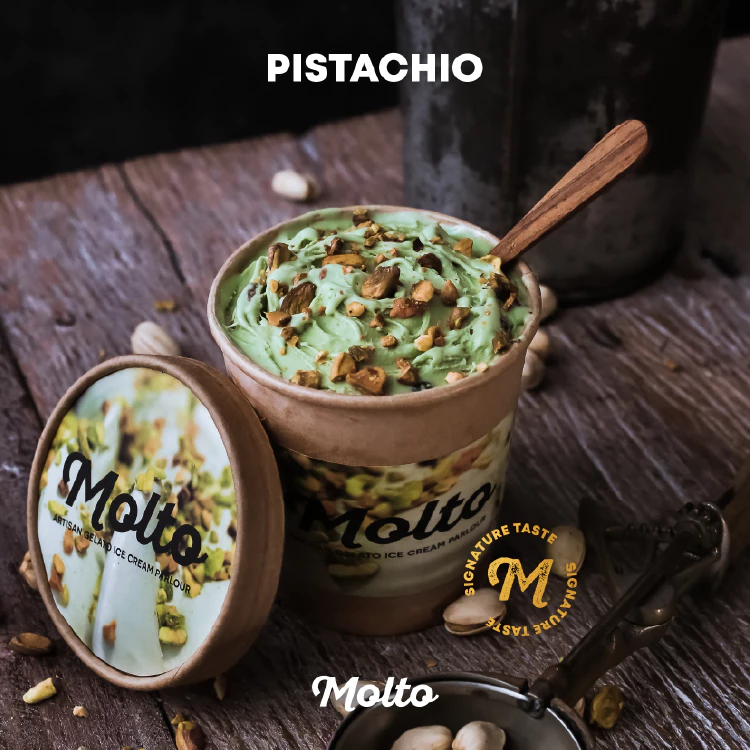 Pistachio (ไอศกรีม ถั่วพิสตาชิโอ 1 ถ้วย 16 oz.) - Molto premium Gelato