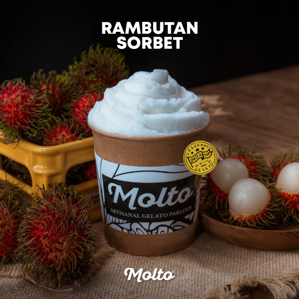 Rambutan Sorbet (ไอศกรีม เงาะ 1 ถ้วย 16 oz.) - Molto premium Gelato