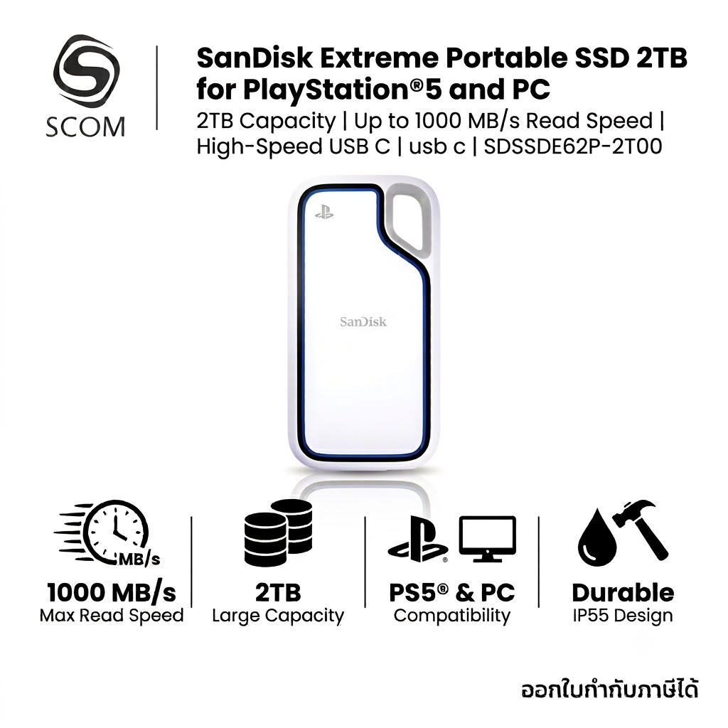 1TB 2TB SanDisk Extreme Portable SSD สำหรับ PlayStation®5 และ PC