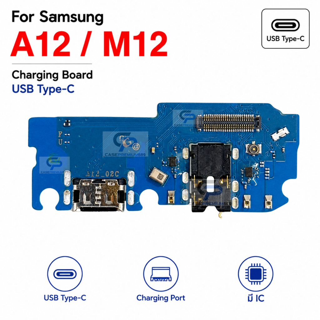 แพรชาร์จ Samsung A12 M12 แพรตูดชาร์จ ก้นชาร์จ พร้อมไมค์ สมอลทอร์ค Charging Board อะไหล่มือถือ ตรงรุ่น