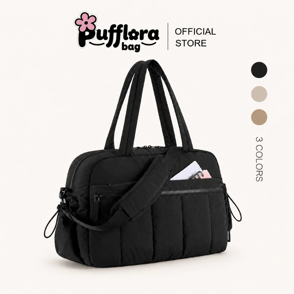 Pufflora กระเป๋าเดินทาง กระเป๋าสะพายข้าง กระเป๋าถือ รุ่น Fit & Fly Bag ใบใหญ่ จุของได้เยอะ ช่องเก็บของหลายช่อง