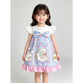 BB097 พร้อมส่ง ชุดเดรสลูกสาว มีโบว์ มายเมน่ารักมากๆๆ (ไม่รวมคาดผมและกระเป๋า)