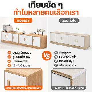 ตู้เตี้ย ตู้เก็บของ ชั้นวางทีวี ตู้อเนกประสงค์แบบยาว สามารถวางไว้หน้าต่างได้ รับน้ำหนักได้สูงสุด 500 กก