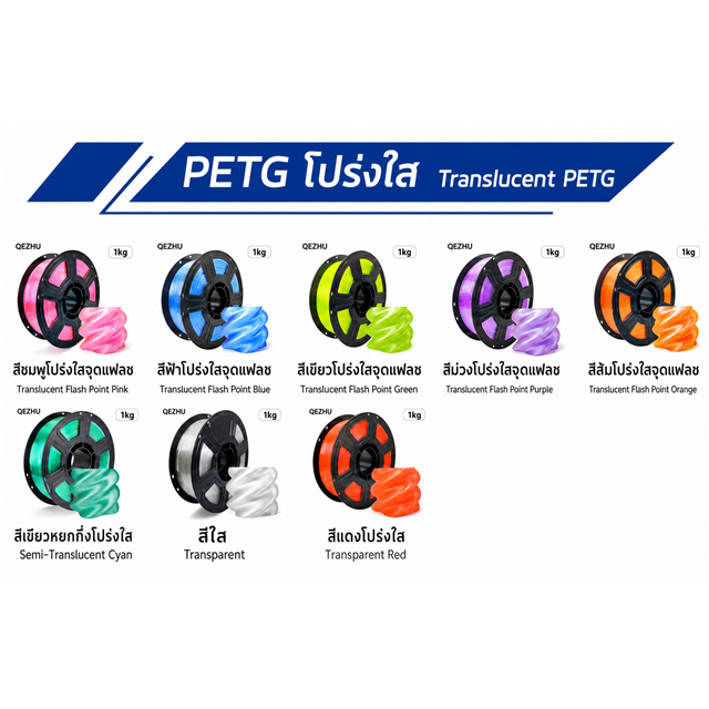 เส้น PETG Translucent Filament 1KG