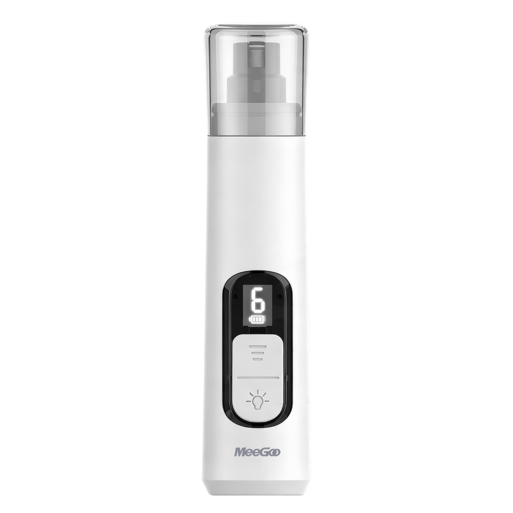 MeeGoo เครื่องเจียรเล็บสัตว์เลี้ยงไฟฟ้า เงียบต่ำ มีไฟ LED ปรับ 6 ระดับ สำหรับหมาแมว แบต 2000mAh ชาร์จ Type-C