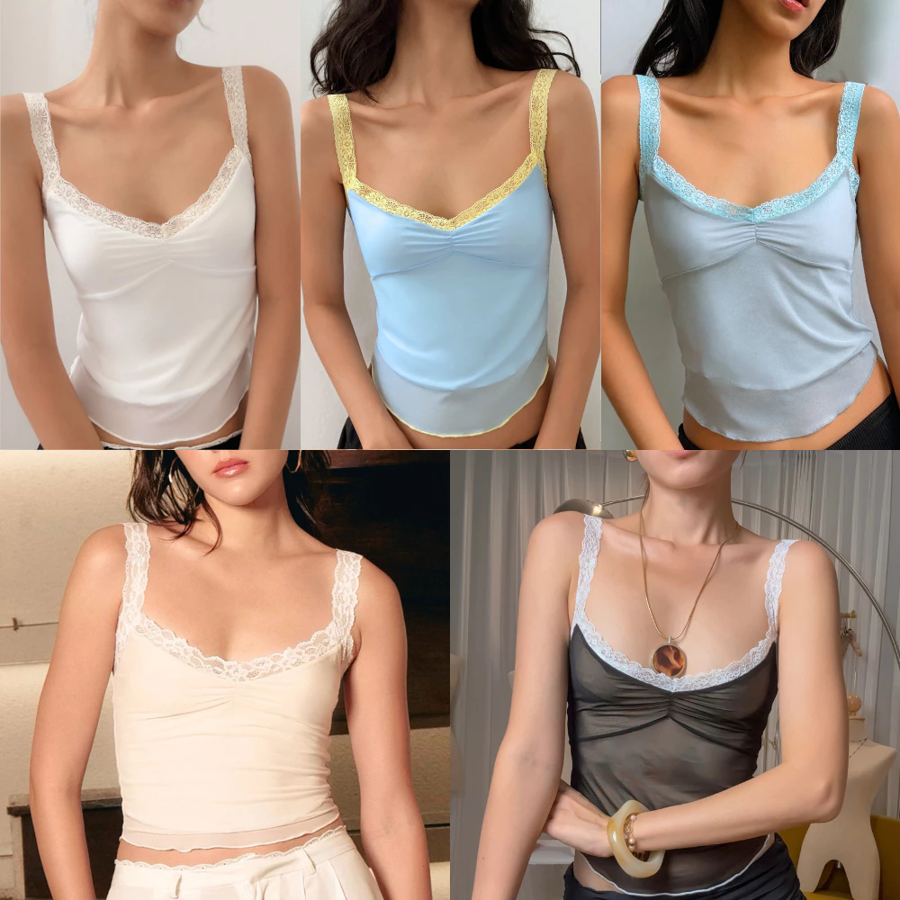 Try_yorata | Blursday Mini lettuce top เสื้อกล้าม เสื้อครอปสายเดี่ยว สายลูกไม้