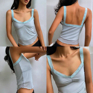 Try_yorata | Blursday Mini lettuce top เสื้อกล้าม เสื้อครอปสายเดี่ยว สายลูกไม้